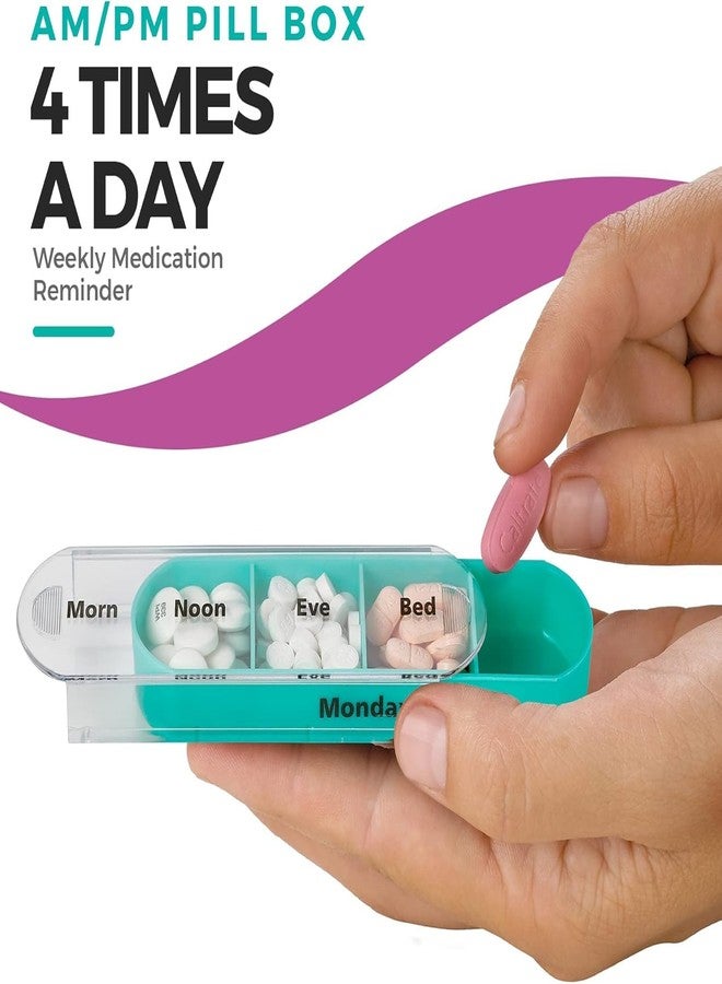 ZELKEY weekly pill organizer 4 times a day, portable travel pill box 7 day with large compartments moisture-proof pill case for vitamin, Medicine, pills (Medicine Organizer Box) (BLACK) - Image 3